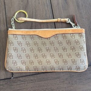 Dooney & Bourke Tan and Brown Monogram Clutch
